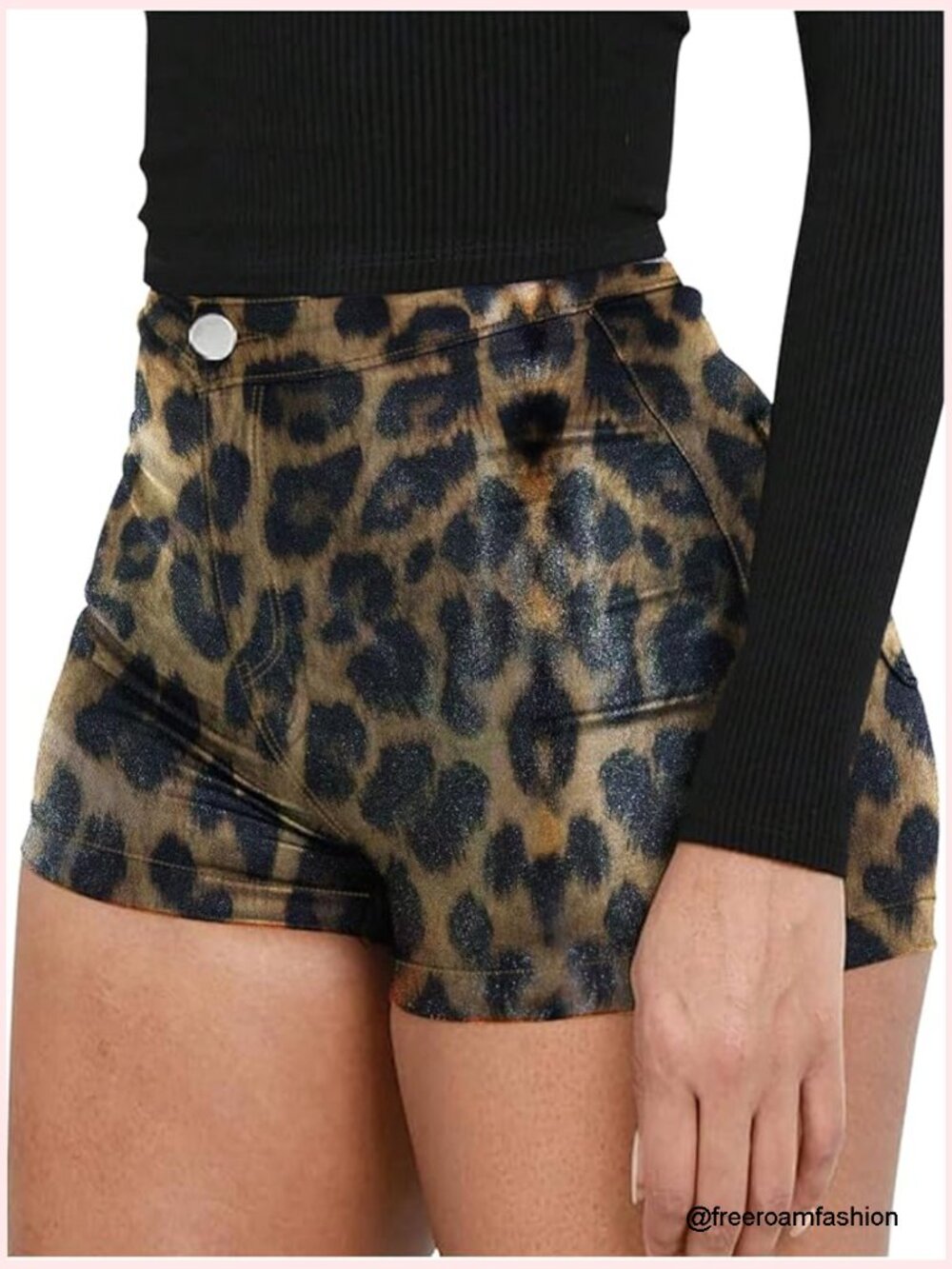 High Waisted Mini Leather Booty Shorts Y2k Streetwear Leopard Print